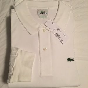 Men’s Lacoste long sleeve pique polo- 7/xl- white
